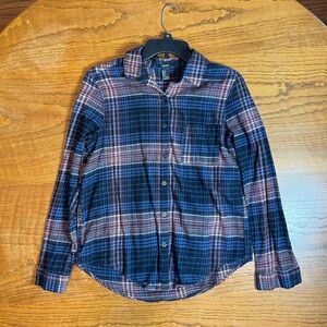 Forever 21 Dark Blue and Purple Plaid Button-Up